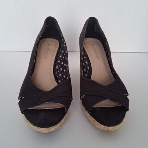Charter Club Black Wedge Peep Toe Shoes